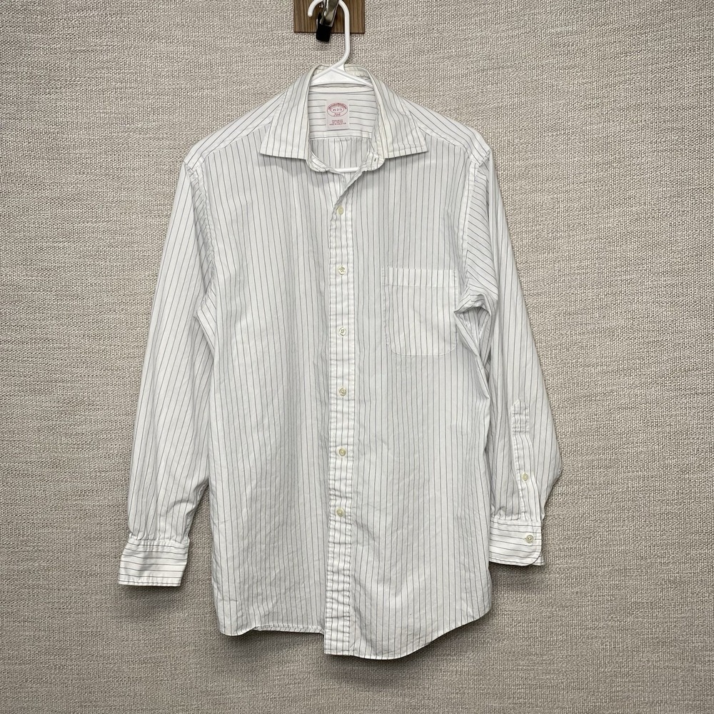 Brooks Brothers 346 Shirt 15 2 3 L/S Button Up Regular Fit White Striped - Picture 2 of 8